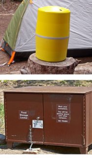 backcountry bear food canister and campground storage locker