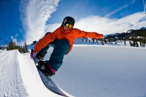 Young snowboarder at Mammoth Mountain